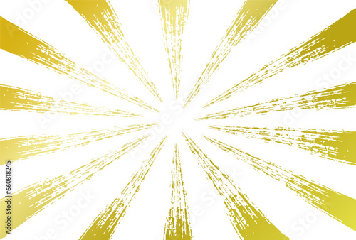 筆で描いた集中線　ゴールド