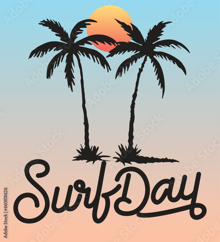 Surf day vector illustration suitable for poster banner card social media post © Rafi design