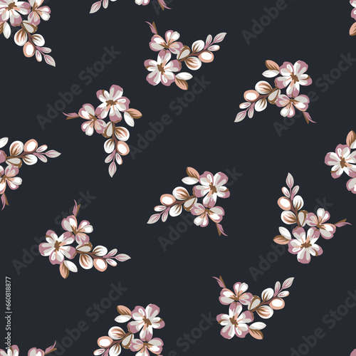 allover vector flower design pattern on background