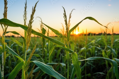 armyworms in a cornfield during dusk