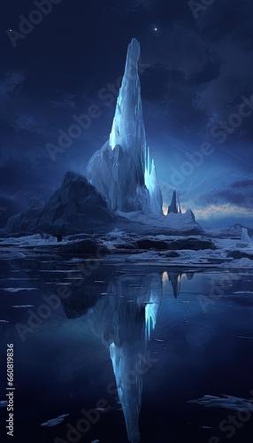 Iceberg photo with reflection, generated by AI