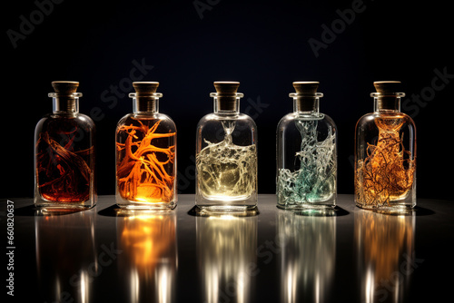 Perfume bottle or whiskey bottle in elegant style on a mockup style background