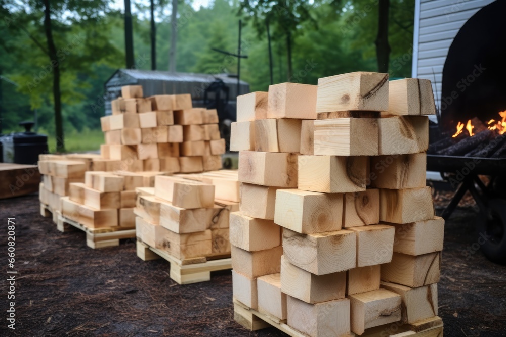 stacked blocks of wood for a game of giant jenga stacked blocks of wood for a game of giant jenga