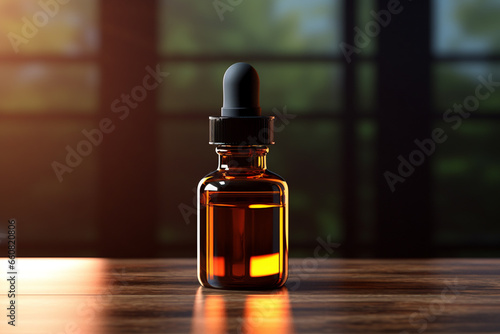 Mockup of elegant dropper bottle on a minimalist studio background