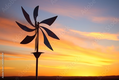 a wind directional vane in glowing sunset