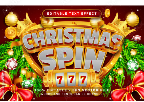 christmas spin 3d text effect and editable text effect with christmas background
