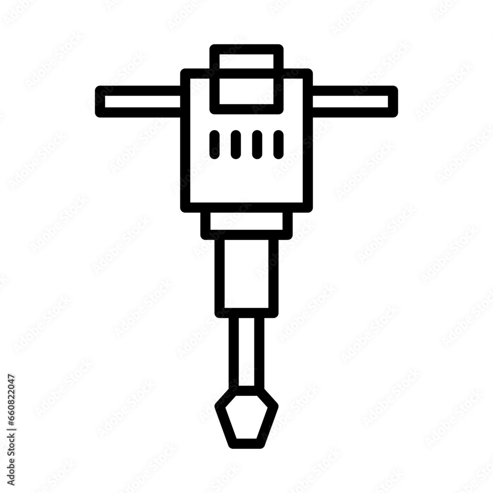 Hammer jack construction machinery with black outline style. jack, construction, work, equipment, jackhammer, hammer, demolition. Vector illustration Hammer jack construction machinery with black outline style. jack, construction, work, equipment, jackhammer, hammer, demolition. Vector illustration