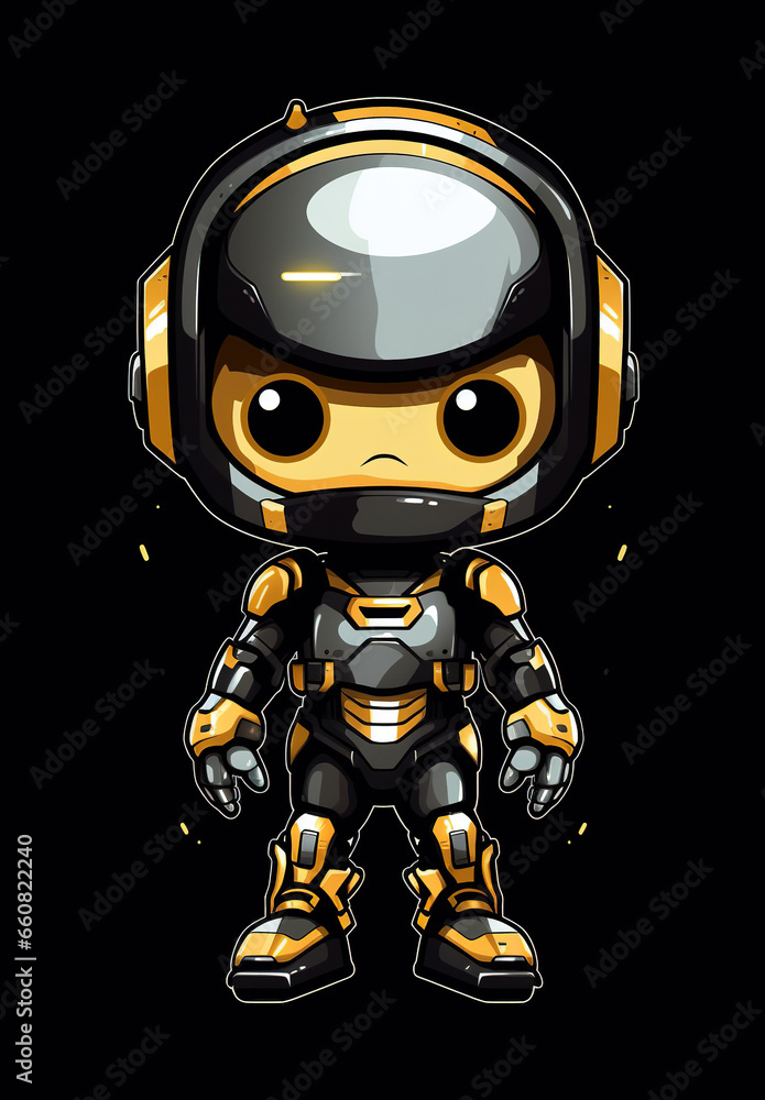 An astronaut / boy in space suite, cartoon illustration isolated on black background An astronaut / boy in space suite, cartoon illustration isolated on black background