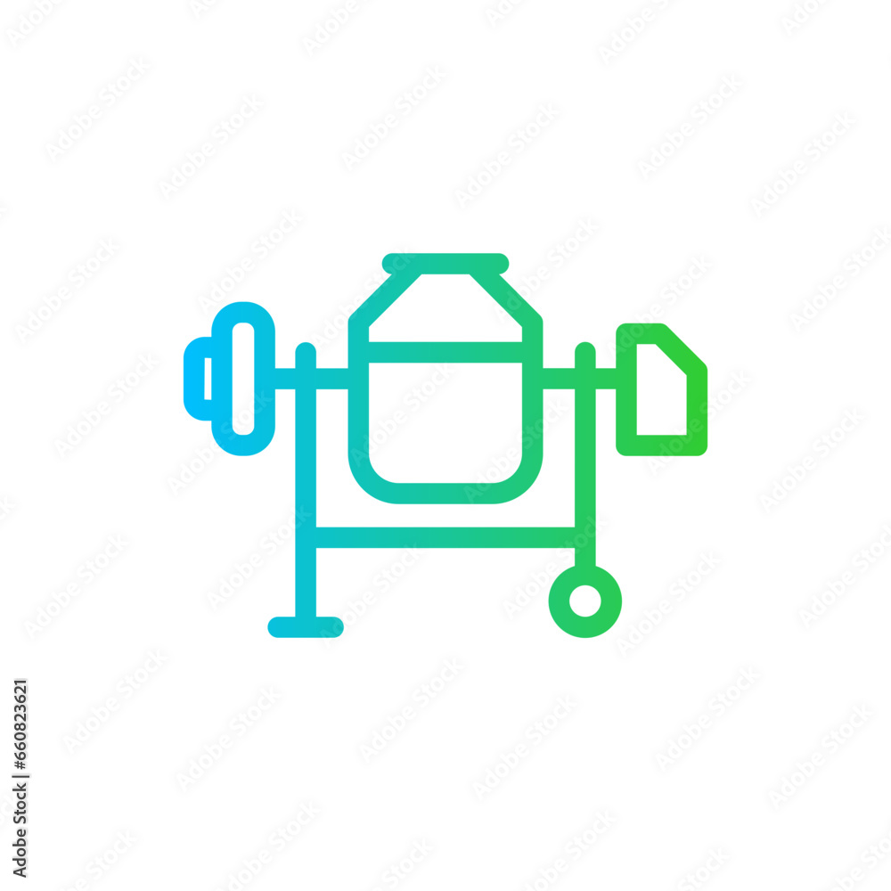 Cement mixer construction machinery with blue and green gradient outline style. industry, industrial, cement, concrete, construction, mixer, equipment. Vector illustration Cement mixer construction machinery with blue and green gradient outline style. industry, industrial, cement, concrete, construction, mixer, equipment. Vector illustration