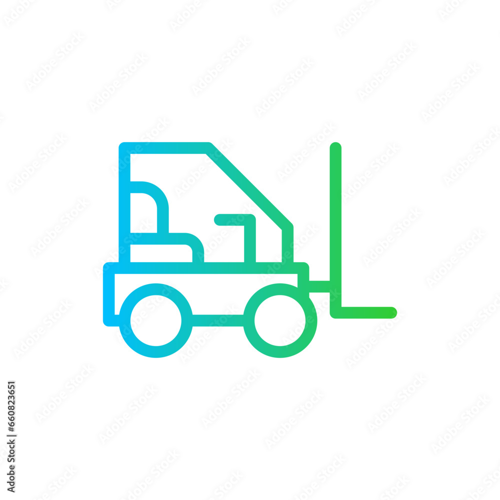 Forklift construction machinery with blue and green gradient outline style. forklift, industry, truck, industrial, transportation, warehouse, storage. Vector illustration Forklift construction machinery with blue and green gradient outline style. forklift, industry, truck, industrial, transportation, warehouse, storage. Vector illustration