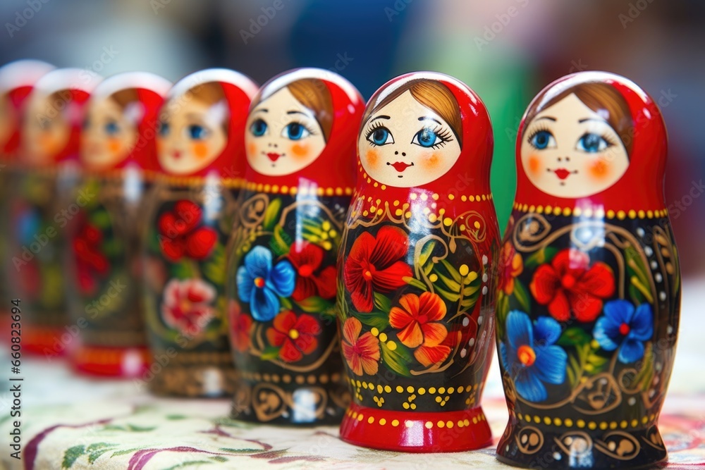a row of matryoshka dolls with decreasing size