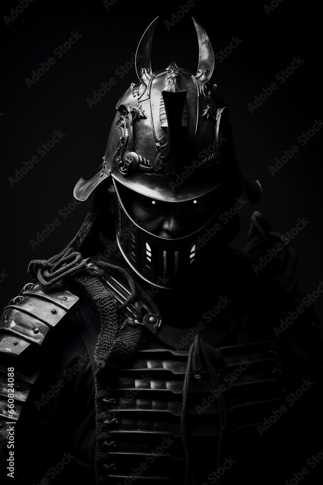 Fototapeta premium モノクロな武者の肖像