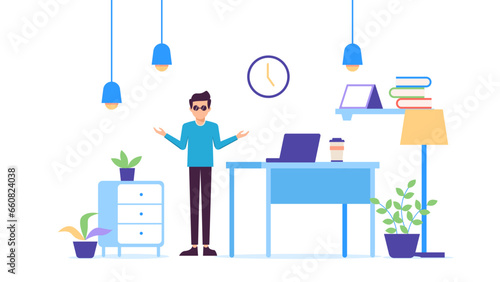 A businessman is explain what is on the his office