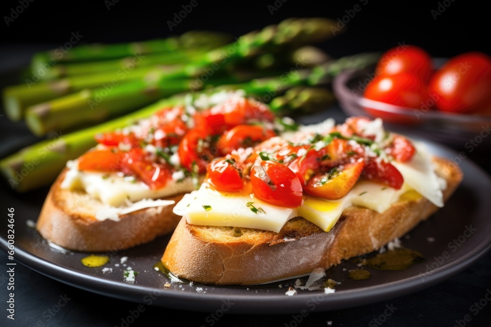 bruschetta with buttered asparagus and parmesan