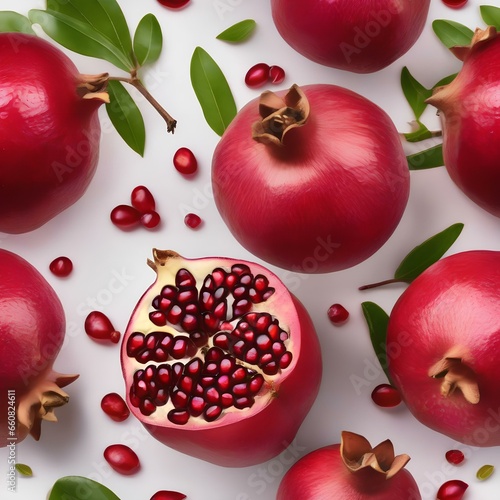 A close-up of a vibrant and juicy pomegranate with glistening seeds2 photo