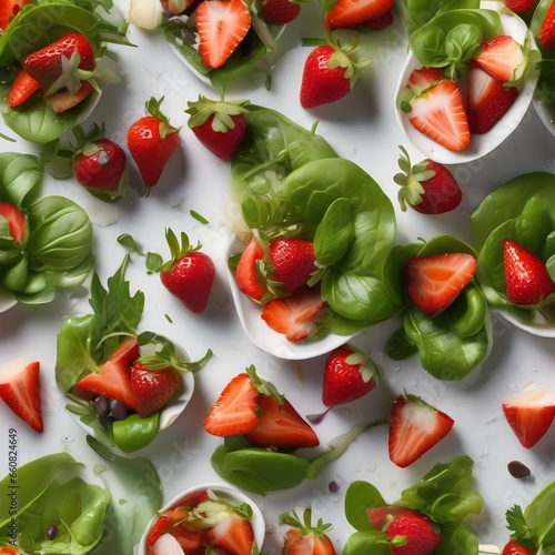 A vibrant salad with mixed greens, strawberries, and goat cheese3