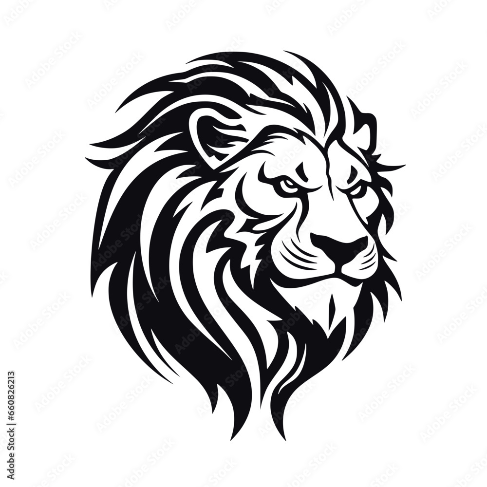 Lion Head Abstract Line art Object Animal Vector Illustration