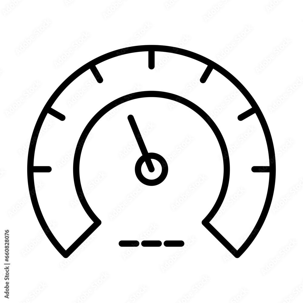 Speedometer measurement icon with black outline style. speedometer, speed, fast, meter, car, indicator, dial. Vector Illustration Speedometer measurement icon with black outline style. speedometer, speed, fast, meter, car, indicator, dial. Vector Illustration