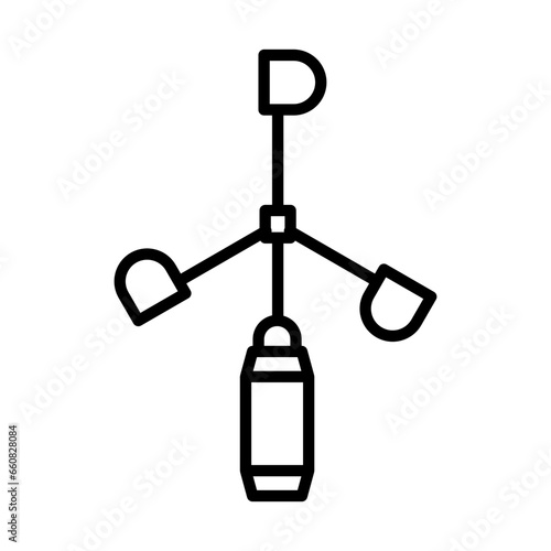 Anemometer measurement icon with black outline style. anemometer, wind, speed, technology, science, instrument, equipment. Vector Illustration