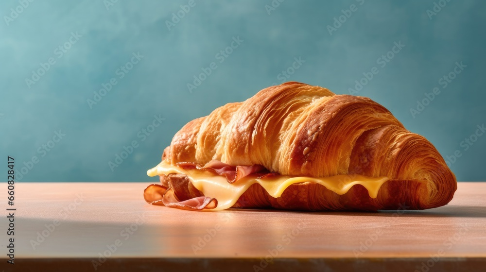 Premium croissant for servings in cafe and restaurant on elegant beautiful background,and for presentation advertising a new  menu.