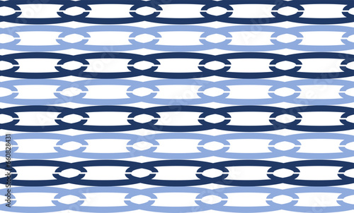 Two tone blue chain link horizontal abstract background with seamless repeat as bead curtain pattern, replete image design for fabric printing