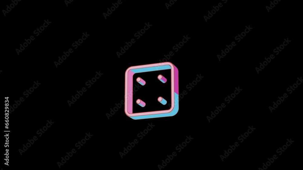 Bright dice four icon is jumping merrily. Retro style. Alpha channel black. Looped from frame 120 to 240, Alpha BW at the end Bright dice four icon is jumping merrily. Retro style. Alpha channel black. Looped from frame 120 to 240, Alpha BW at the end