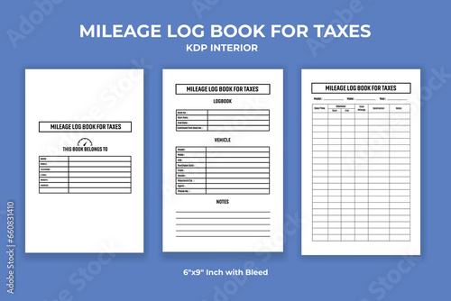 Mileage Log Book for Taxes KDP Interior