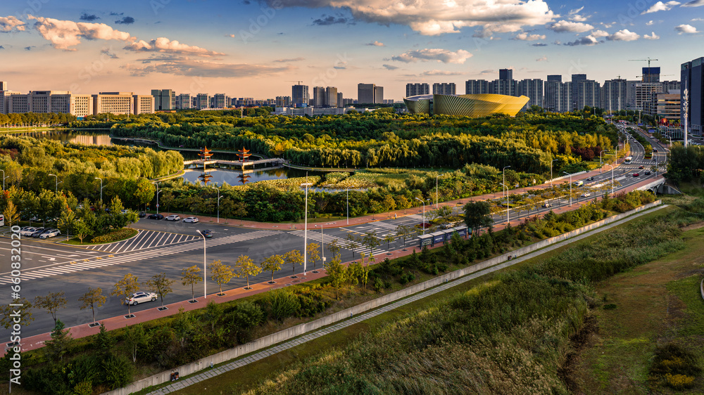 Fototapeta premium Architectural landscape of southern new town in Changchun, China