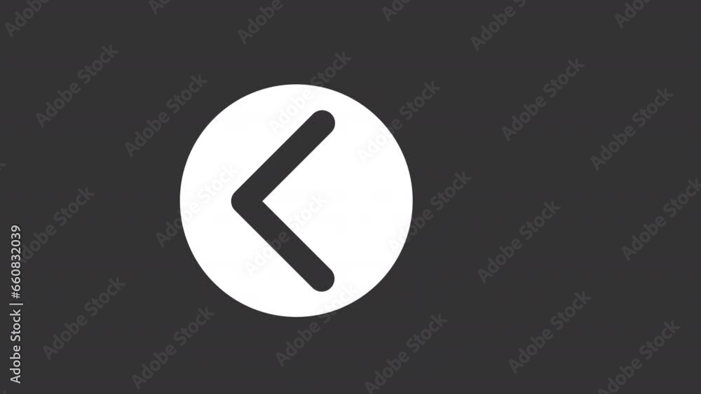 Animated left arrow white solid icon. Direction button. Website navigation. Back pointer. App element. Looped HD footage with alpha channel transparency. UI silhouette symbol animation on dark space Animated left arrow white solid icon. Direction button. Website navigation. Back pointer. App element. Looped HD footage with alpha channel transparency. UI silhouette symbol animation on dark space