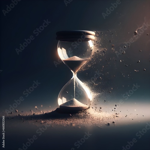 Hourglass disintegrate,lose time,waste time,life time,timeline,counting,cinematic shot,sand