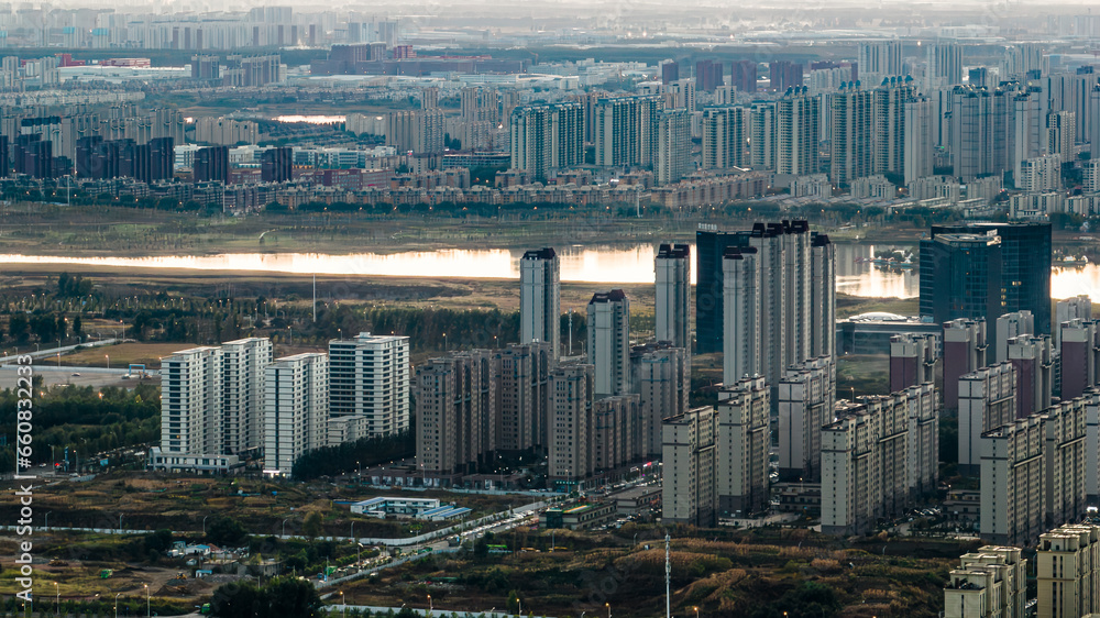 Architectural landscape of southern new town in Changchun, China