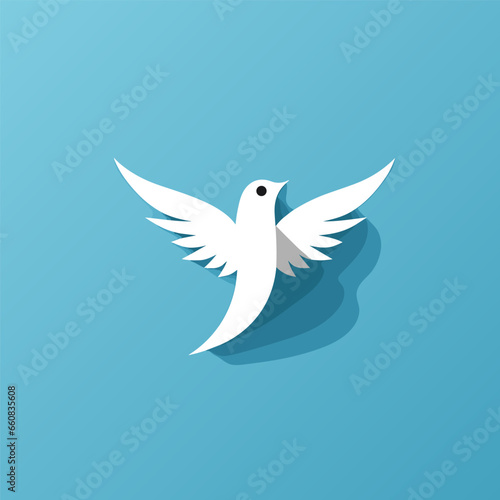 Hospice care provider filled white logo. Drug rehab. Dove symbol. Design element. Created with artificial intelligence. Caring ai art for corporate branding, health center, non profit organization