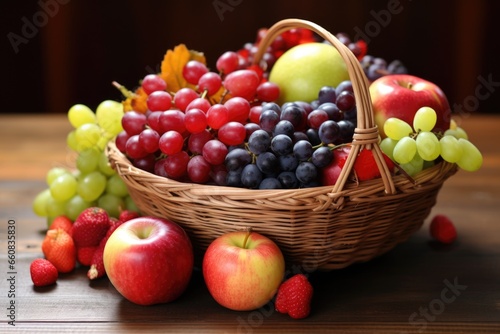 a basket of mixed winter fruits