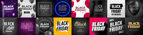 Black friday banner set. Shopping template set.