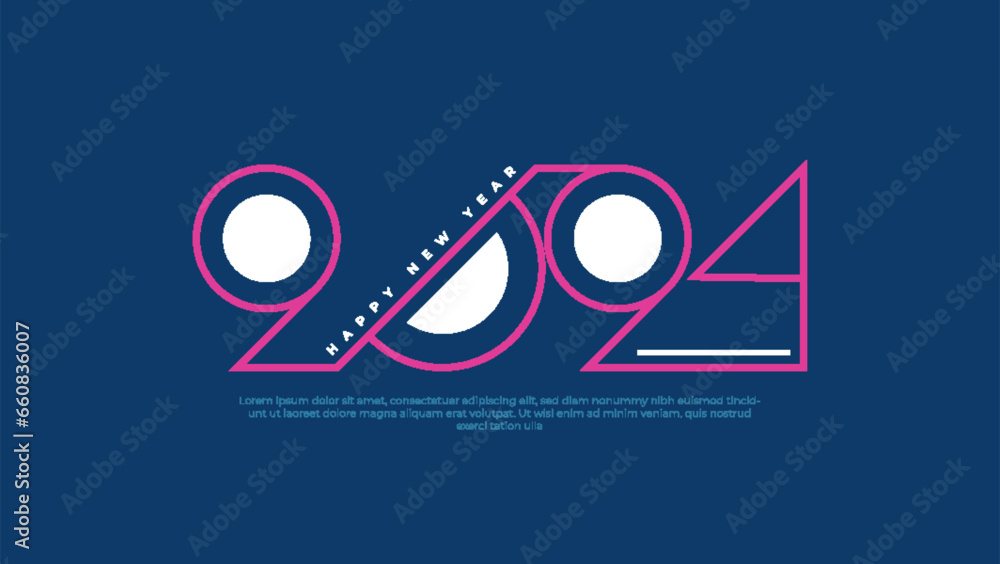 Design the logo text Happy New Year 2024. Cover the business diary for 2024 with a wish. Brochure, card, banner design template. Vector illustration. Design the logo text Happy New Year 2024. Cover the business diary for 2024 with a wish. Brochure, card, banner design template. Vector illustration.