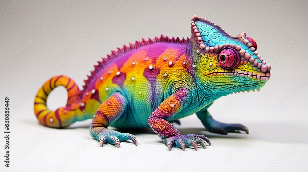 Obraz premium full body panther chameleon, rainbow color - Generative AI