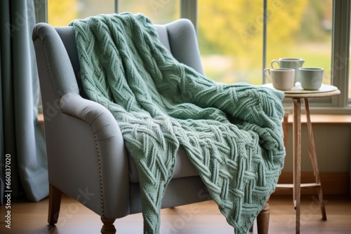 comfy knitted blanket on a favorite chair
