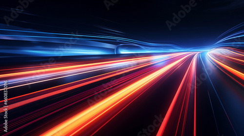 neon race track, side view, speed streaks - Generative AI