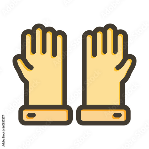 Glove Vector Thick Line Filled Colors Icon Design