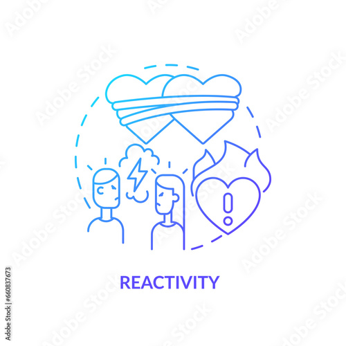 2D thin line gradient icon reactivity concept, isolated vector, blue illustration representing codependent relationship.