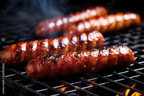 close up of sausage with visible grill lines