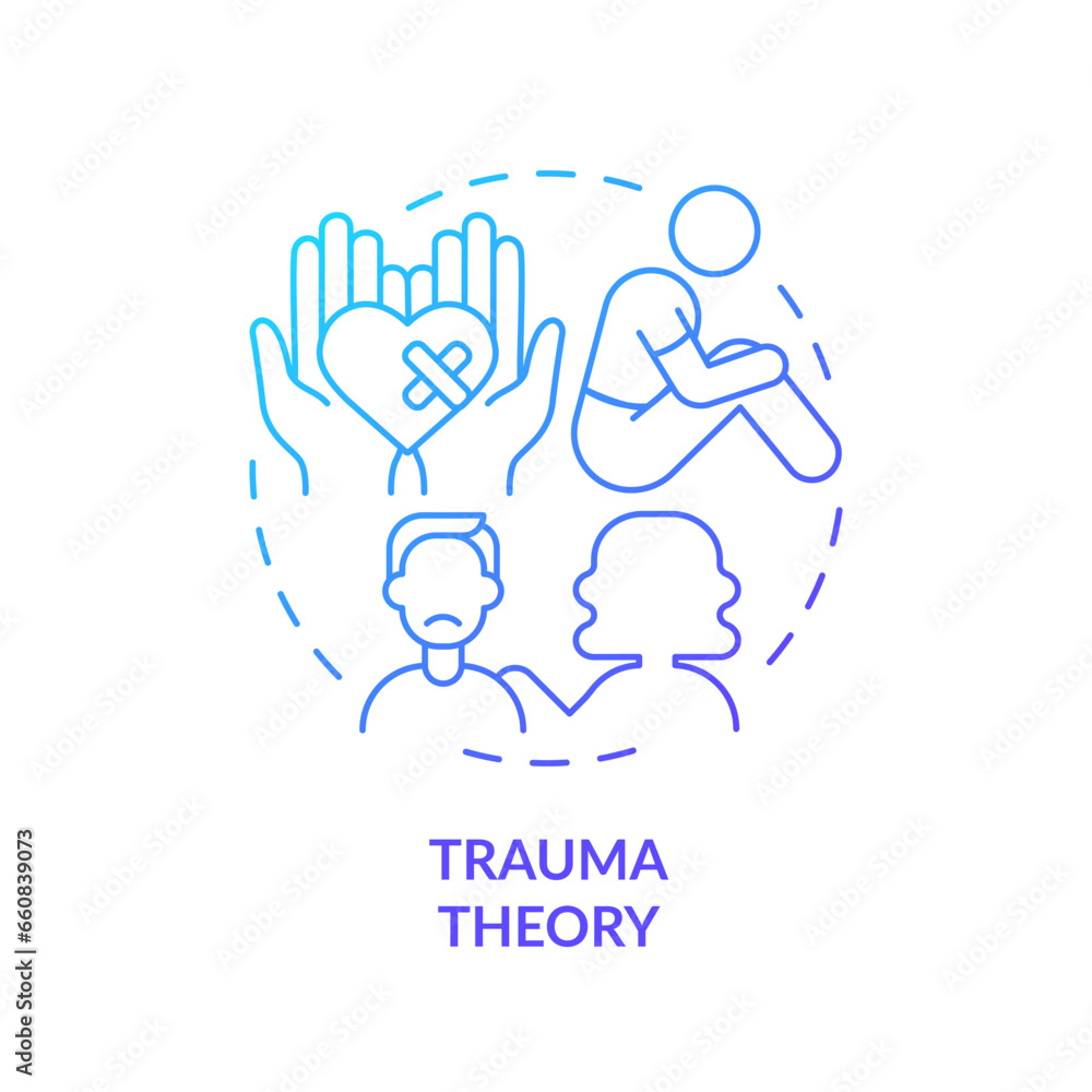 2D thin line gradient icon trauma theory concept, isolated vector, blue illustration representing codependent relationship. 2D thin line gradient icon trauma theory concept, isolated vector, blue illustration representing codependent relationship.