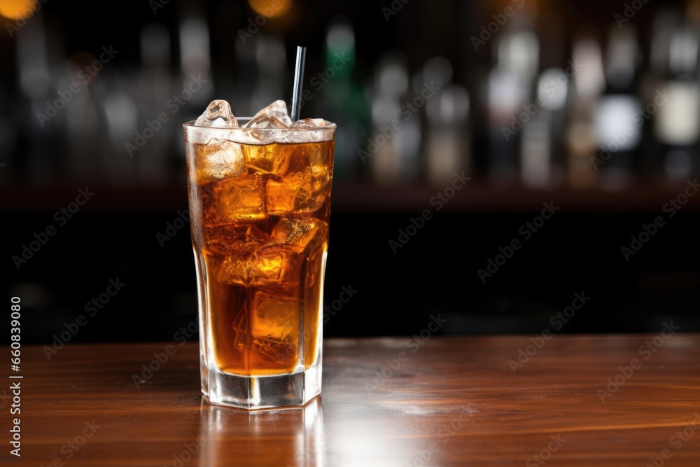 chilled soda with ice and a straw in a clear tall glass chilled soda with ice and a straw in a clear tall glass