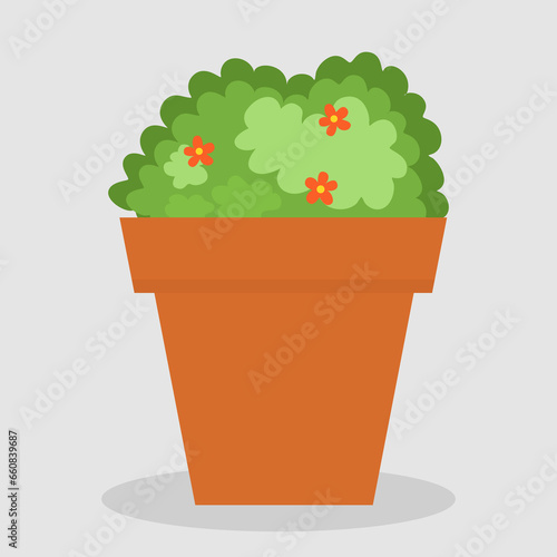 simple vector illustration green plant in pot
