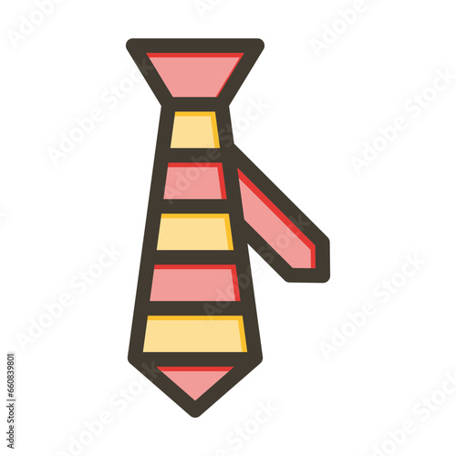 Necktie Vector Thick Line Filled Colors Icon Design