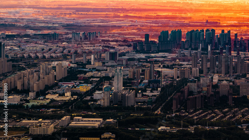 Sunset landscape of southern new town in Changchun, China