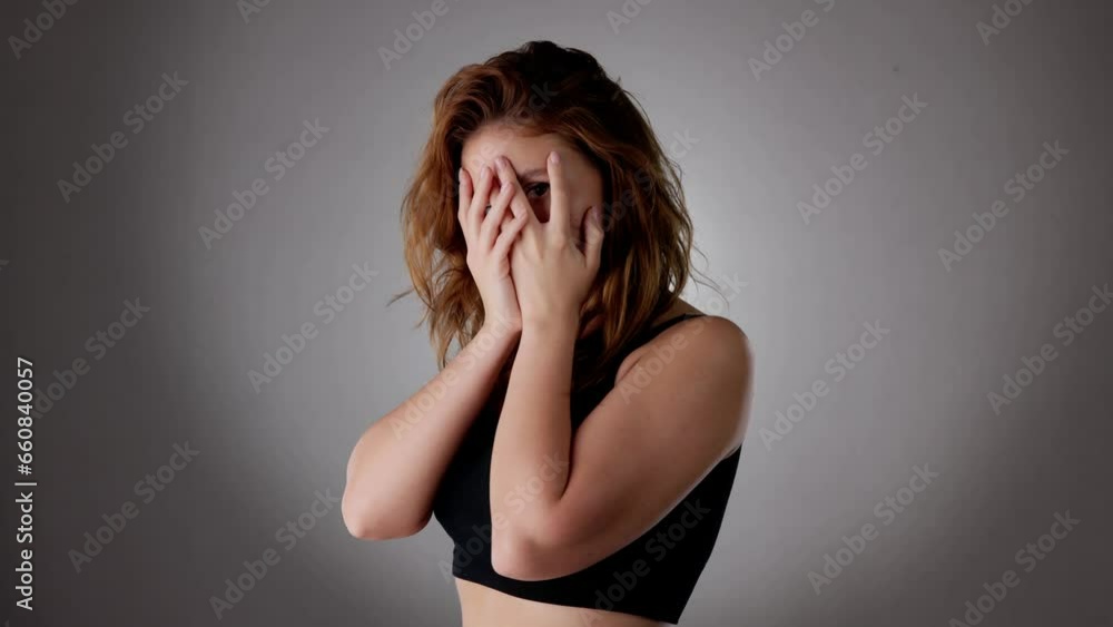 Female Hiding Eyes With Fingers Female Hiding Eyes With Fingers