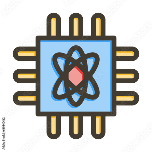 Quantum Computing Vector Thick Line Filled Colors Icon Design