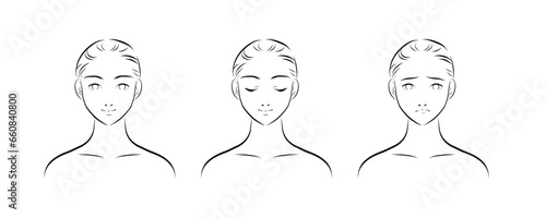 若い女性の顔のイラスト　
