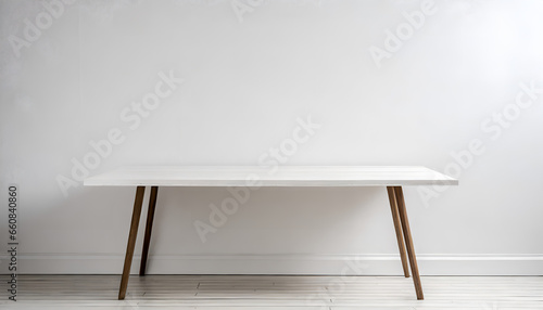 empty room with wooden table Showcasing Possibilities: White Table for Montage